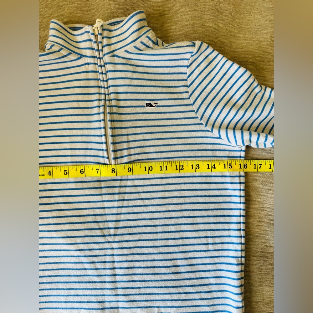 Vineyard Vines Kids Quarter Zip Pullover Blue White Stripe Whale Logo S (8–10) - Picture 9 of 9